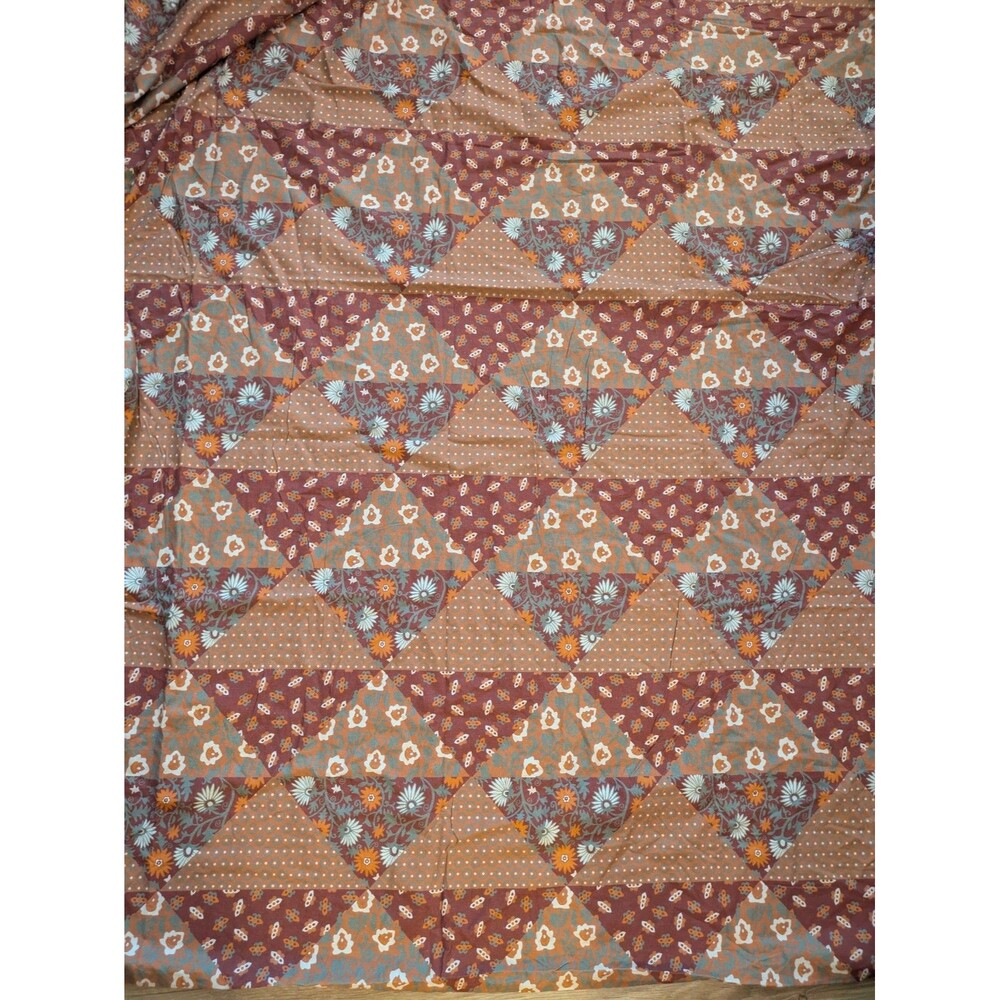 Urban Outfitters Ellin Duvet Cover TWIN floral Triangle Patchwork Brown Orange
